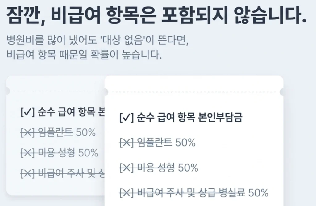 비급여 항목은 포함되지 않는다는 요약 이미지