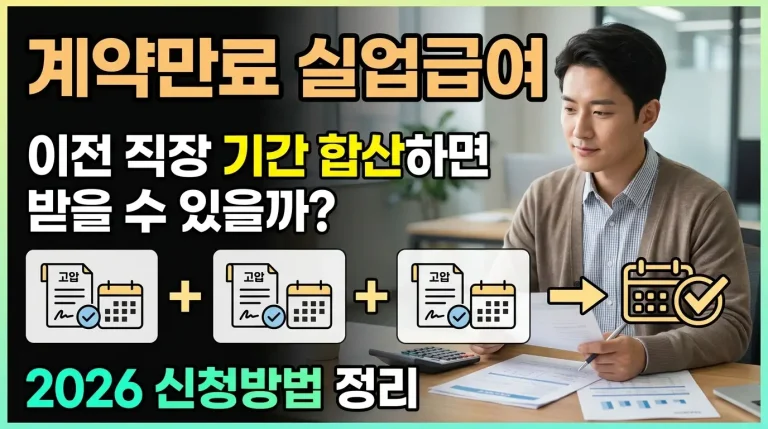 계약만료 실업급여, 이전 직장 기간 합산하면 받을 수 있을까? 2026 신청방법 정리