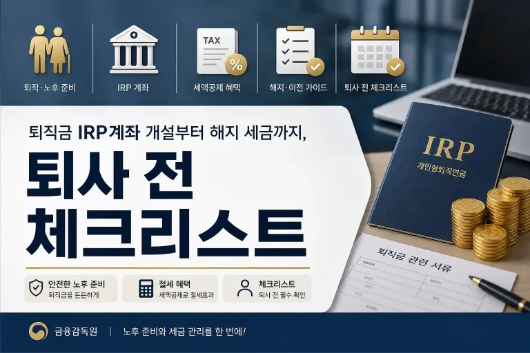 퇴직금 IRP계좌 개설부터 해지 세금까지, 퇴사 전 체크리스트 (2026)
