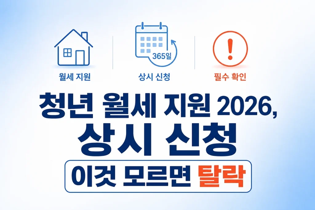 2026년 청년 월세 지원 상시 신청 필수 확인 사항 탈락 주의 안내
