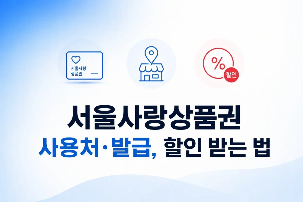 서울사랑상품권 카드·가맹점·할인 아이콘, 사용처 발급 할인 안내