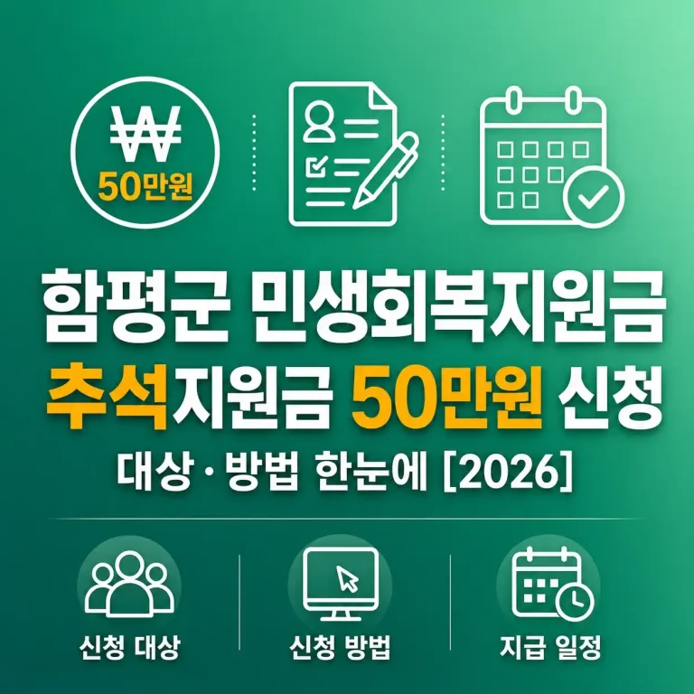 함평군 민생회복지원금 신청방법, 추석지원금 50만원 대상 한눈에 [2026]