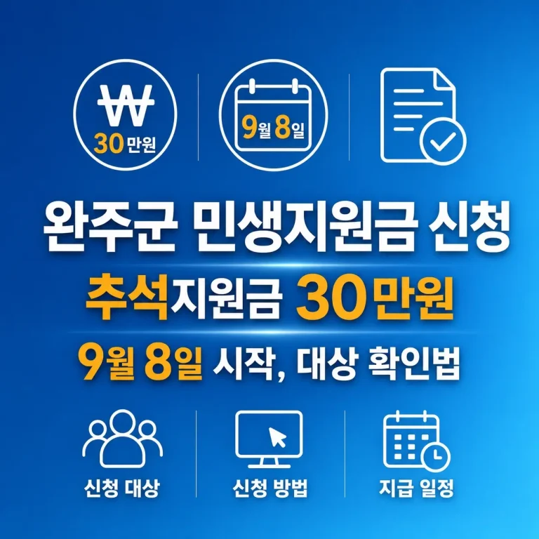 완주군 민생지원금 신청방법 9월8일 시작, 추석지원금 30만원 대상 확인법