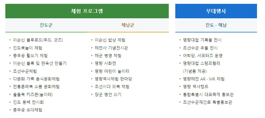 체험프로그램 및 부대행사